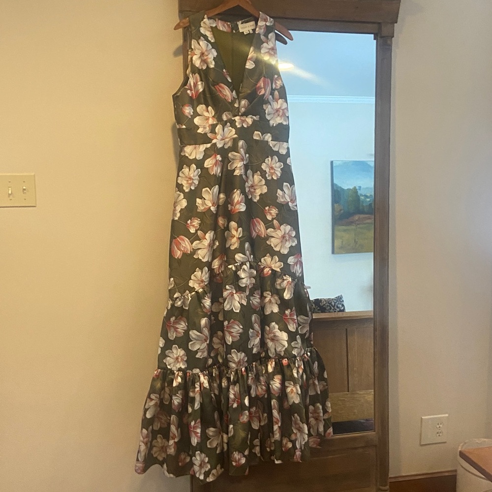 Sachin & Babi Rori gown, Moss Magnolia, size 12 , like new. - Picture 2 of 6